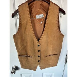Variations vintage tan suede leather western vest size small